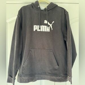 Puma Black Hoodie Sweatshirt Vintage Graphic Pullover Hooded White Medium